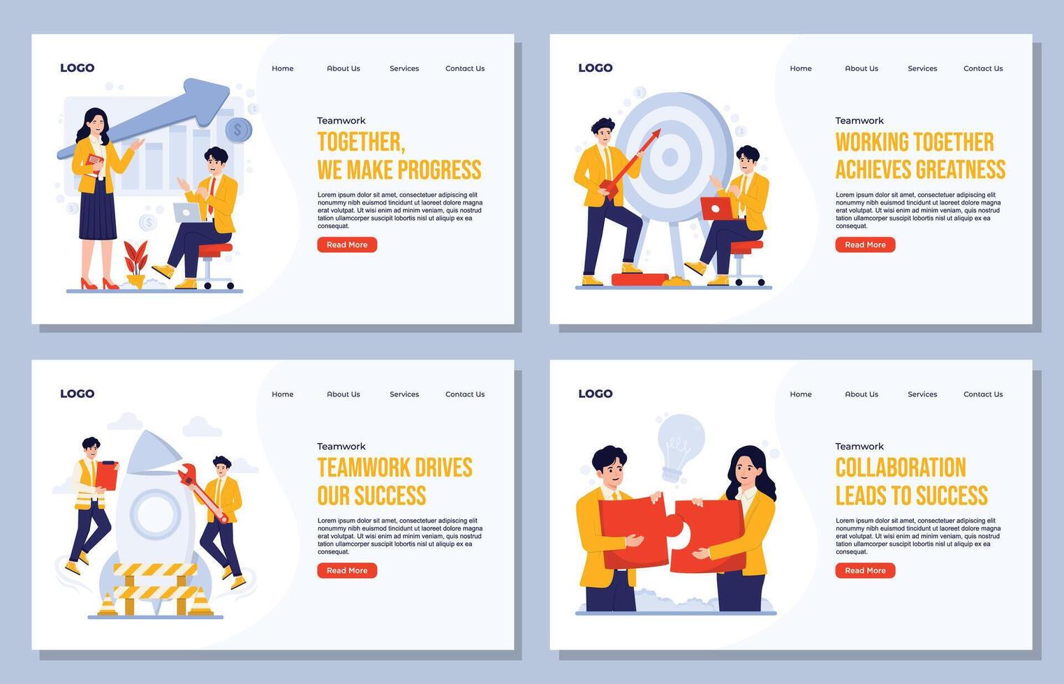 Teamwork illustrations for business success vector