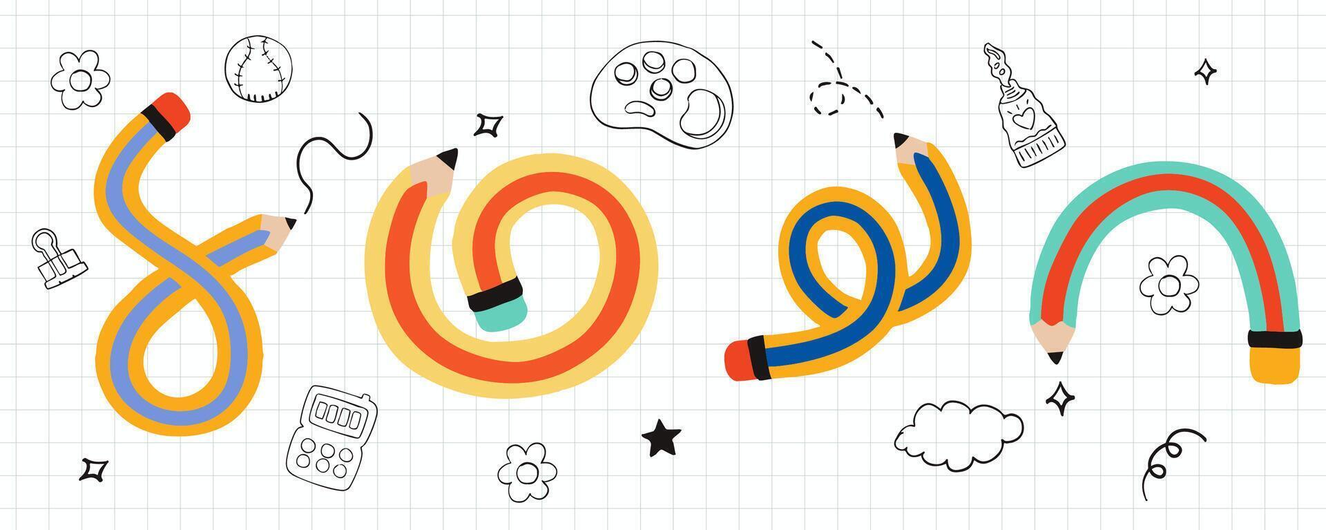twist pencil element object for school decoration on banner vector