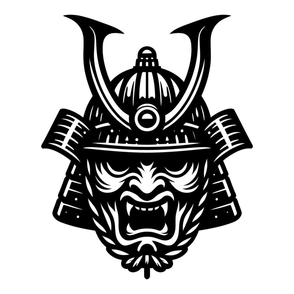 Samurai Kabuto Helmet Ancient Japanese Warrior Armor Drawing vector