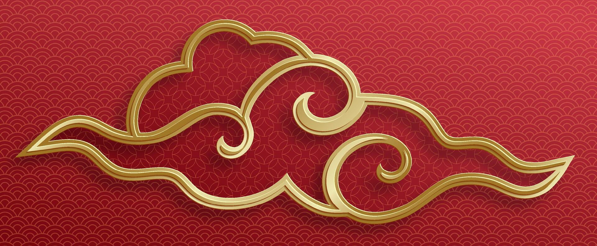 Chinese frame with clouds Asian elements on color background vector