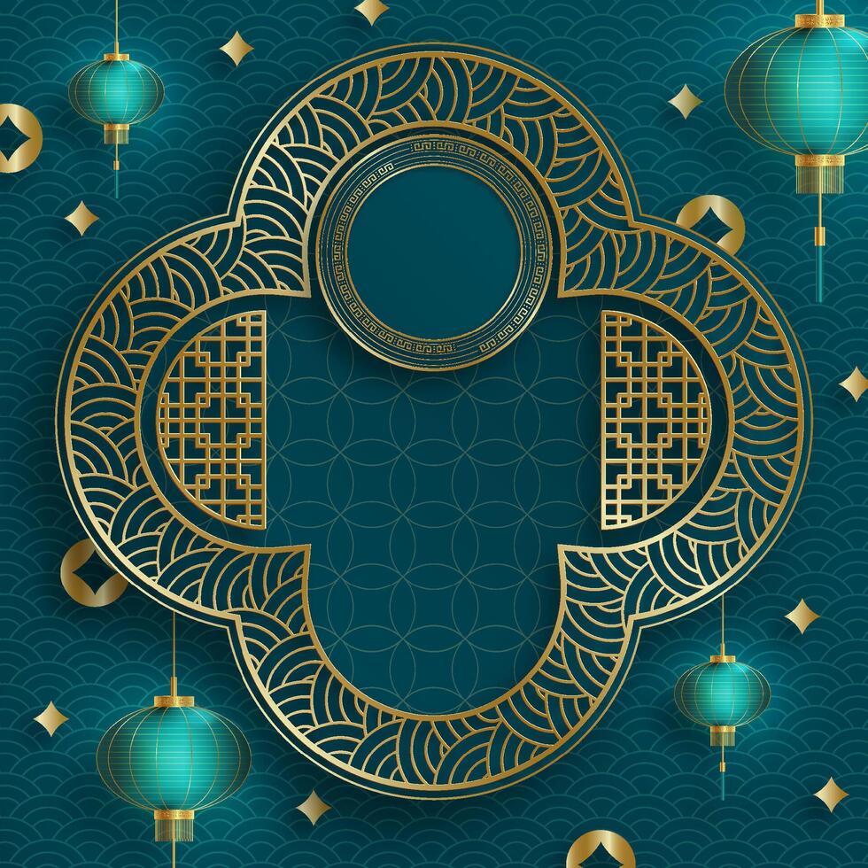 Asian lantern design with intricate patterns vector