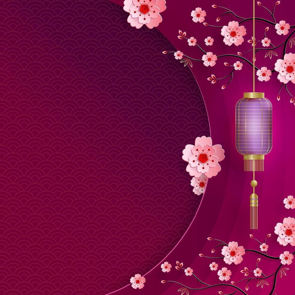 Chinese frame on pink color background vector