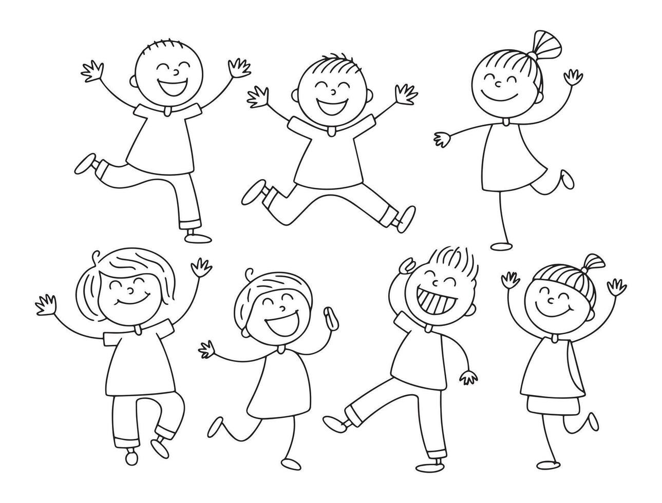 Cute Cartoon Children Sketches Illustration vector