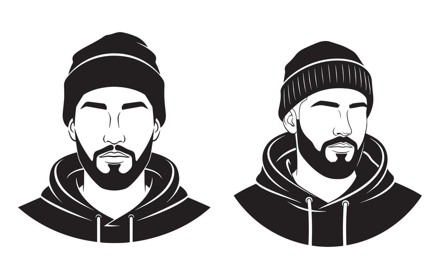 A Man in Hood and Hat Logo Icon, Stealthy Shades Disguised Figure in Hood and Hat vector