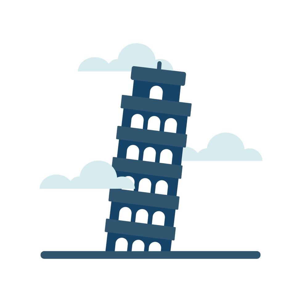 Leaning Tower of Pisa with Iconic Italy Landmark Flat Illustration vector