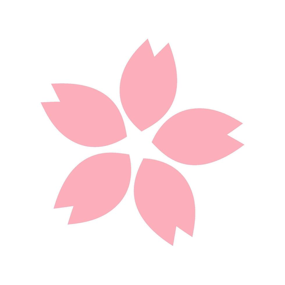 Flat Sakura Flower Icon with Pink Cherry Blossom Petal Design Isolated on Transparent Background vector