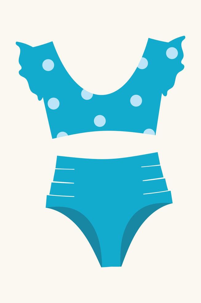 Blue female polka dot swimsuit. Isolated element for design. Summer, vacation, rest concept. vector