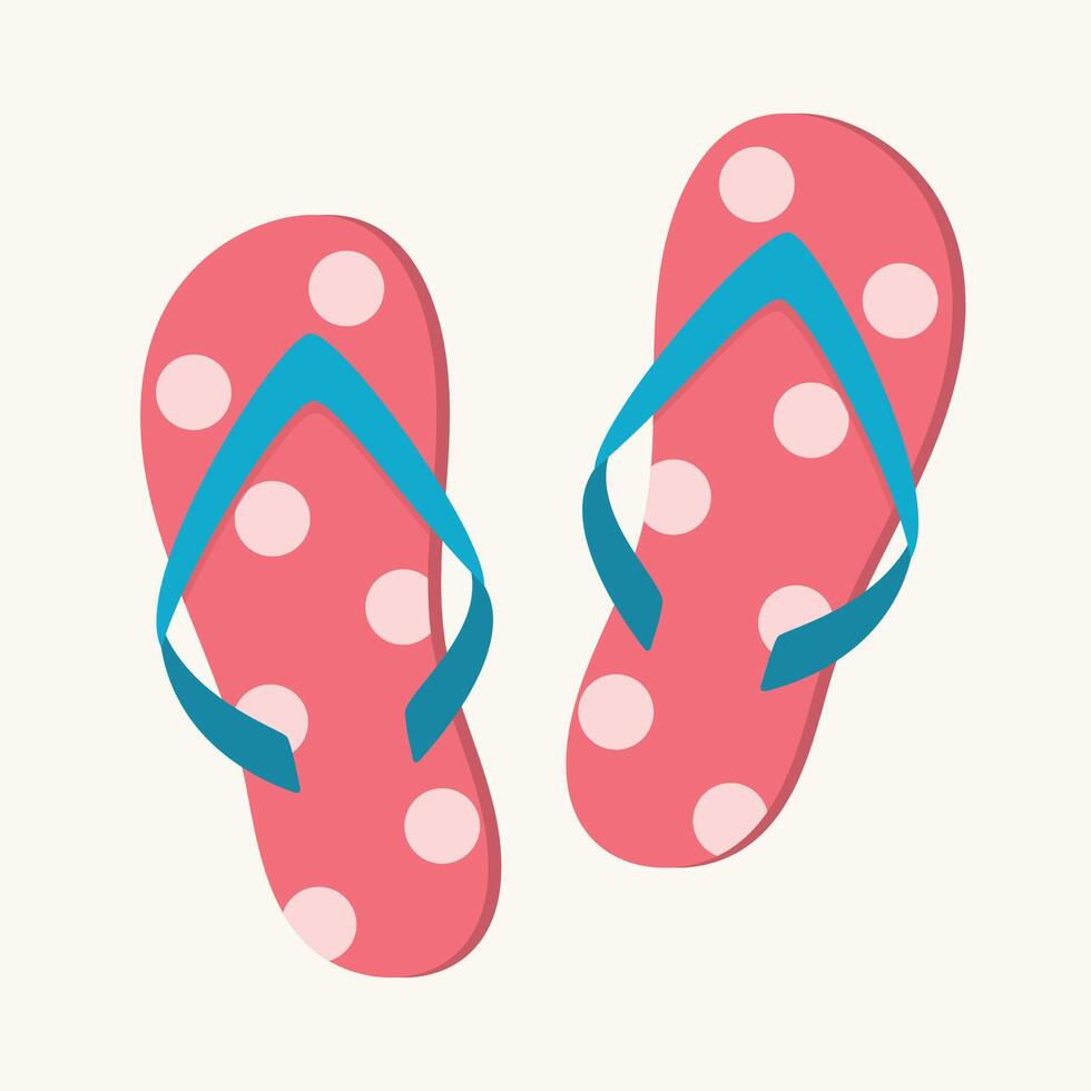 Pink polka dot Flip flops with y-shaped strap. Isolated element for design. Summer, vacation, rest concept. vector