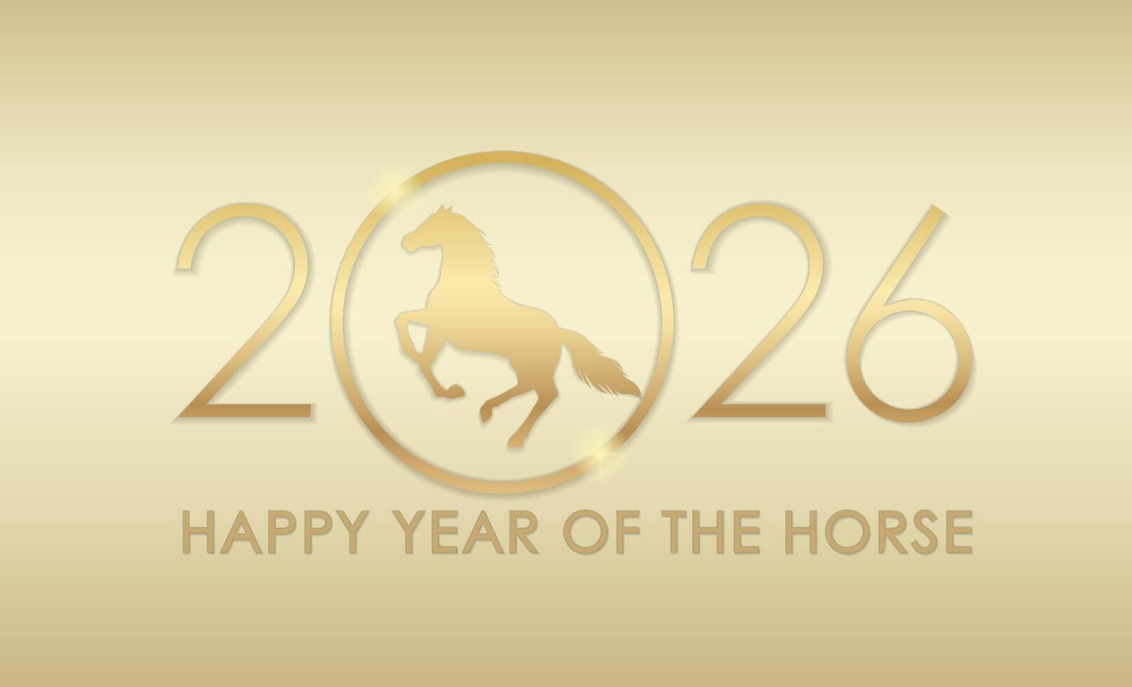 2026, The Year Of The Horse, Symbol Logo On Champagne Gold Background. vector
