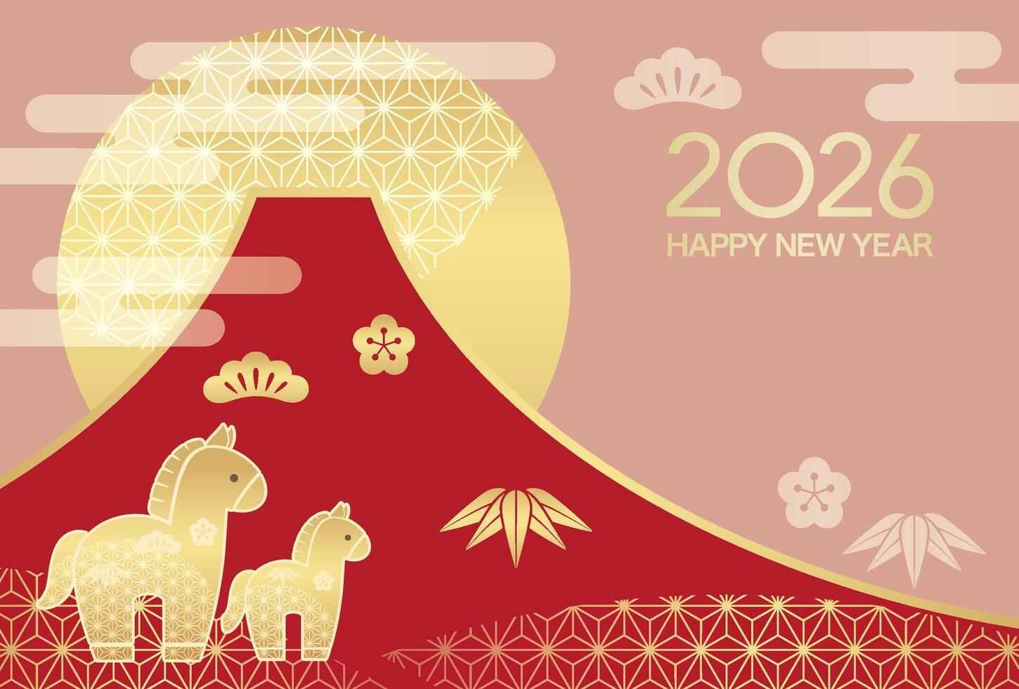 Mount Fuji New Year 2026 illustration vector