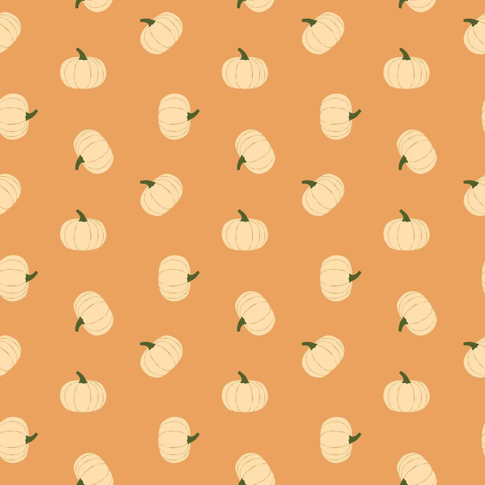 Minimalist autumn Jarrahdale white pumpkin winter squash illustration fall theme seamless pattern vector