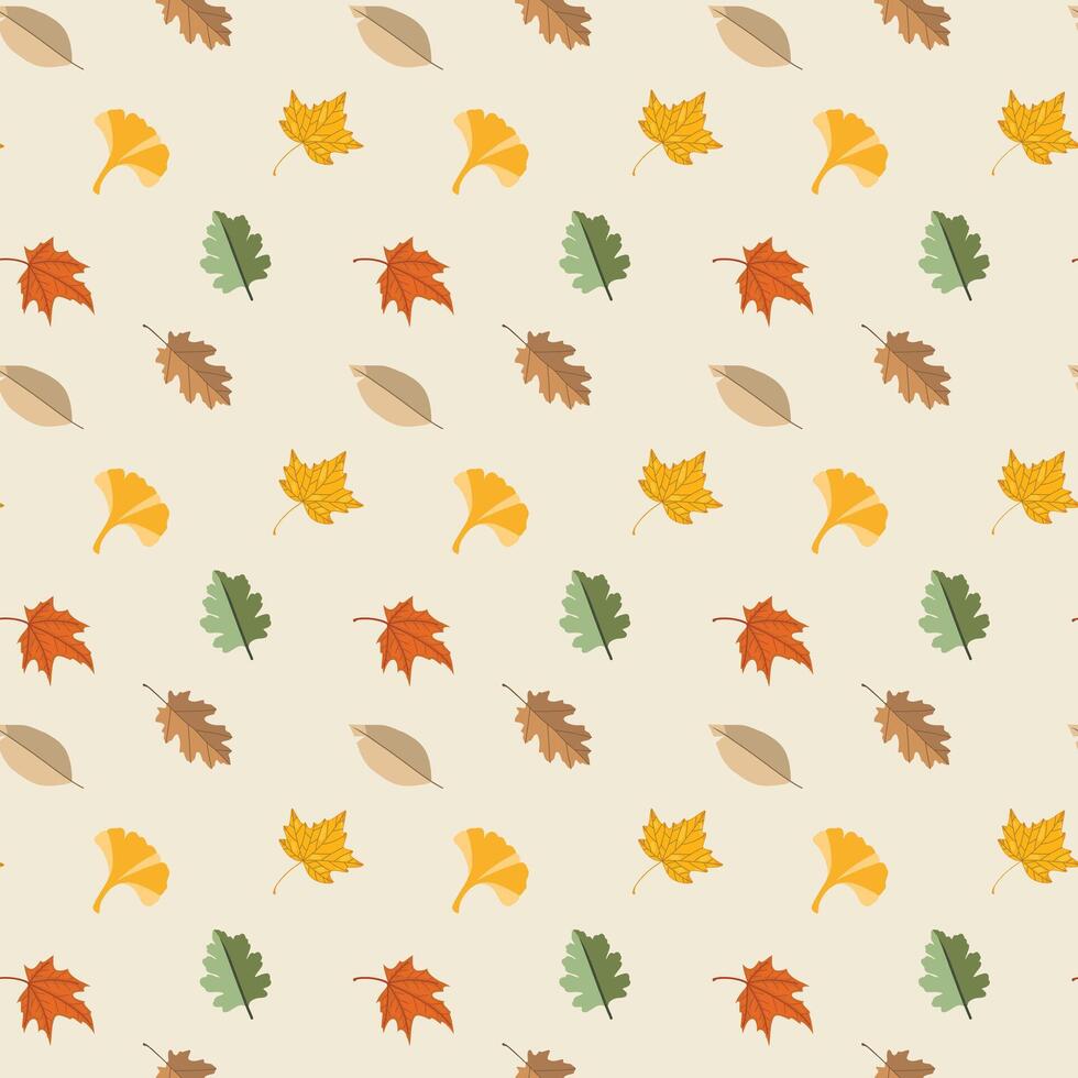 Autumn leaves of colorful leaf illustration fall season isolated seamless pattern for background vector
