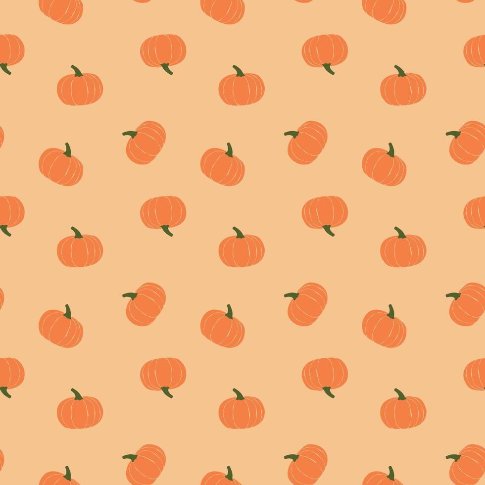 Minimalist autumn jack o lantern giant pumpkin squash illustration fall theme seamless pattern vector