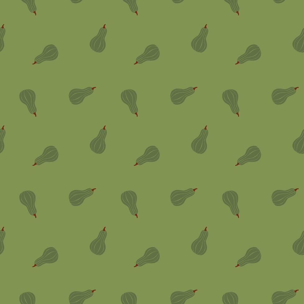 Minimalist autumn pumpkin green maxima gourd squash illustration fall theme seamless pattern vector