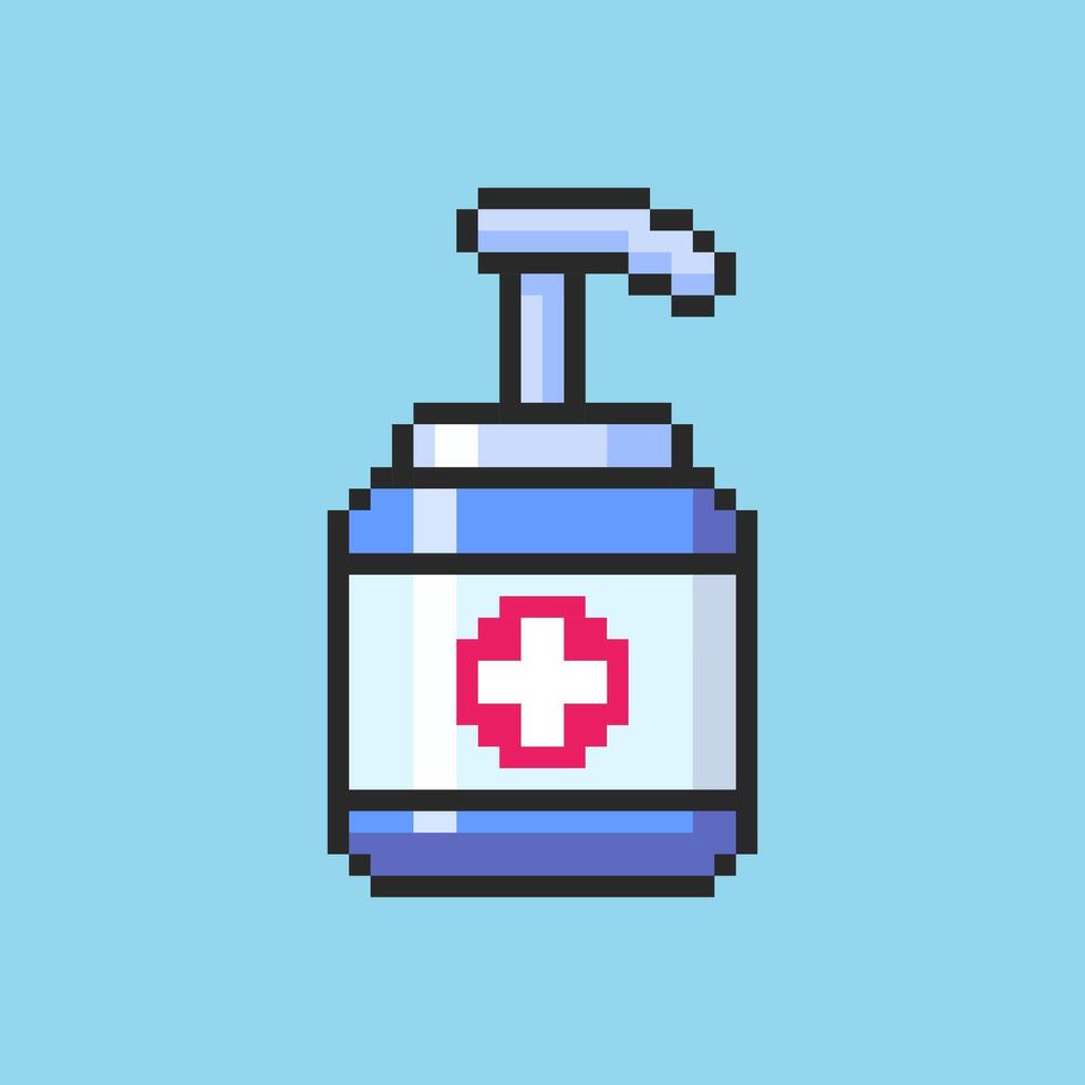 Pixel art Hand Sanitizer Bottle game asset design vector