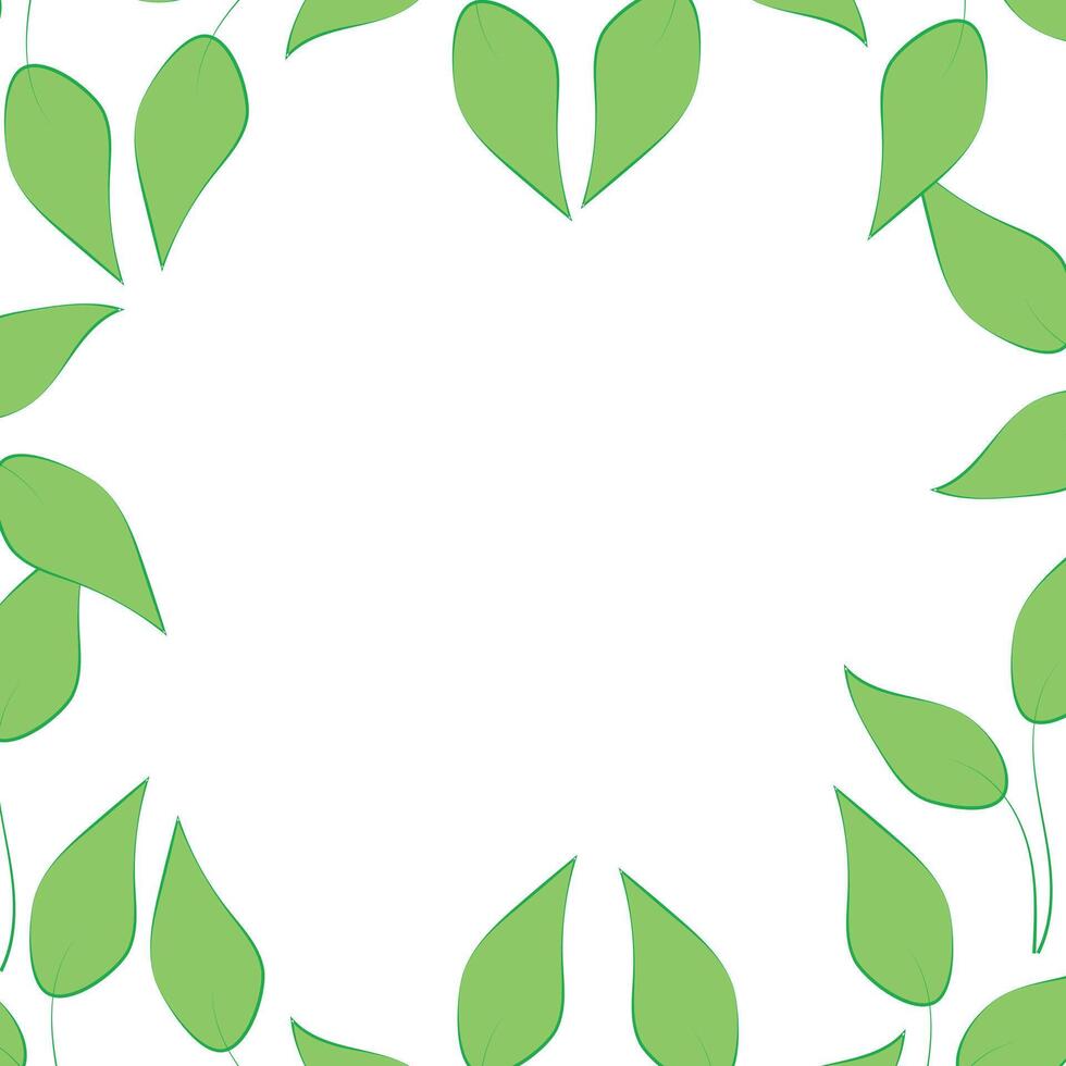 Green leaves frame with space for text. Summer design. Leaf border. vector