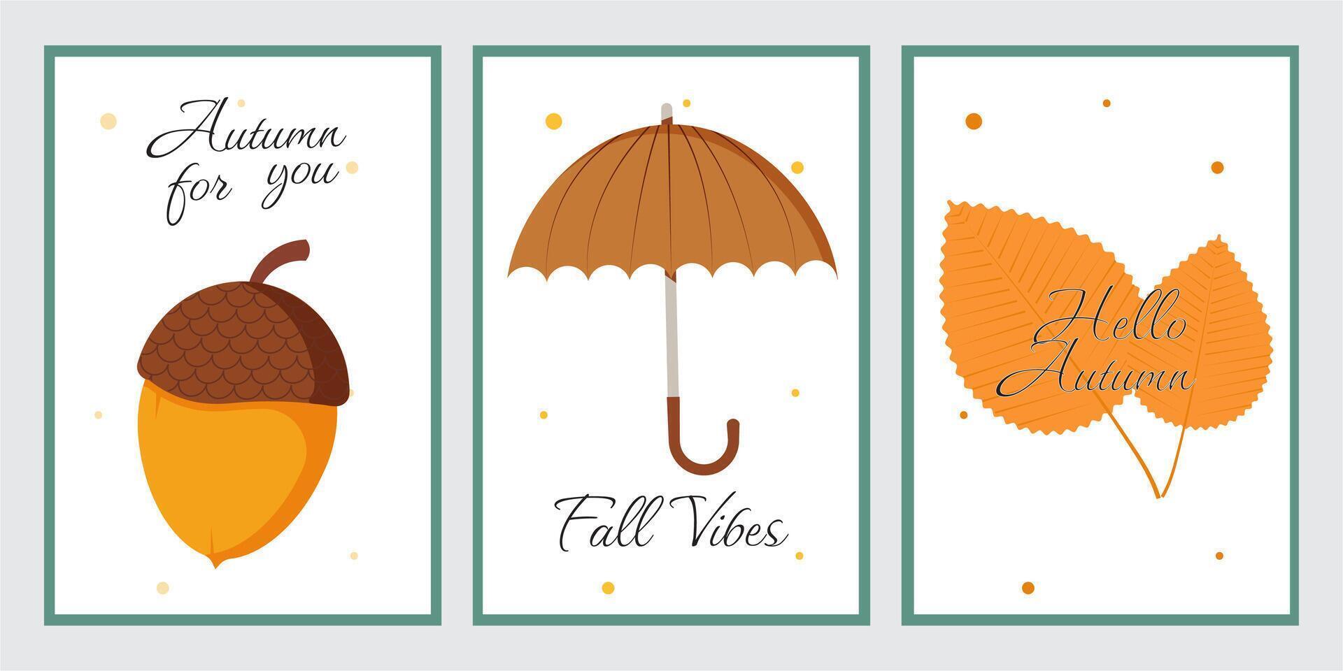 Autumn simple set of posters or flyers. Vectical banner autumn elements. vector