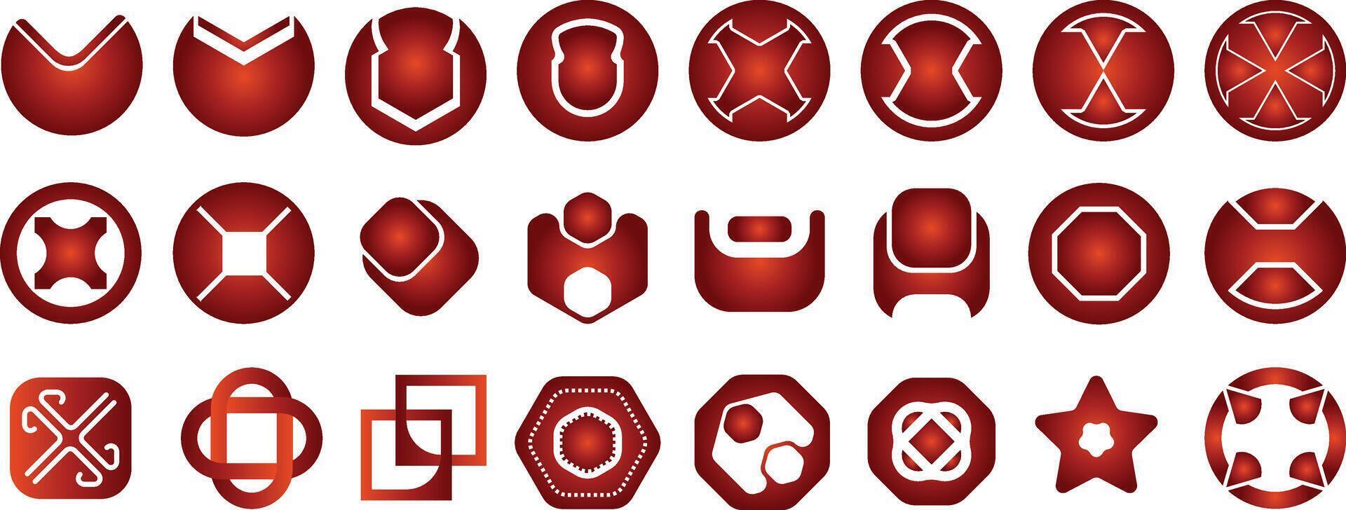 a set of red and white shapes vector