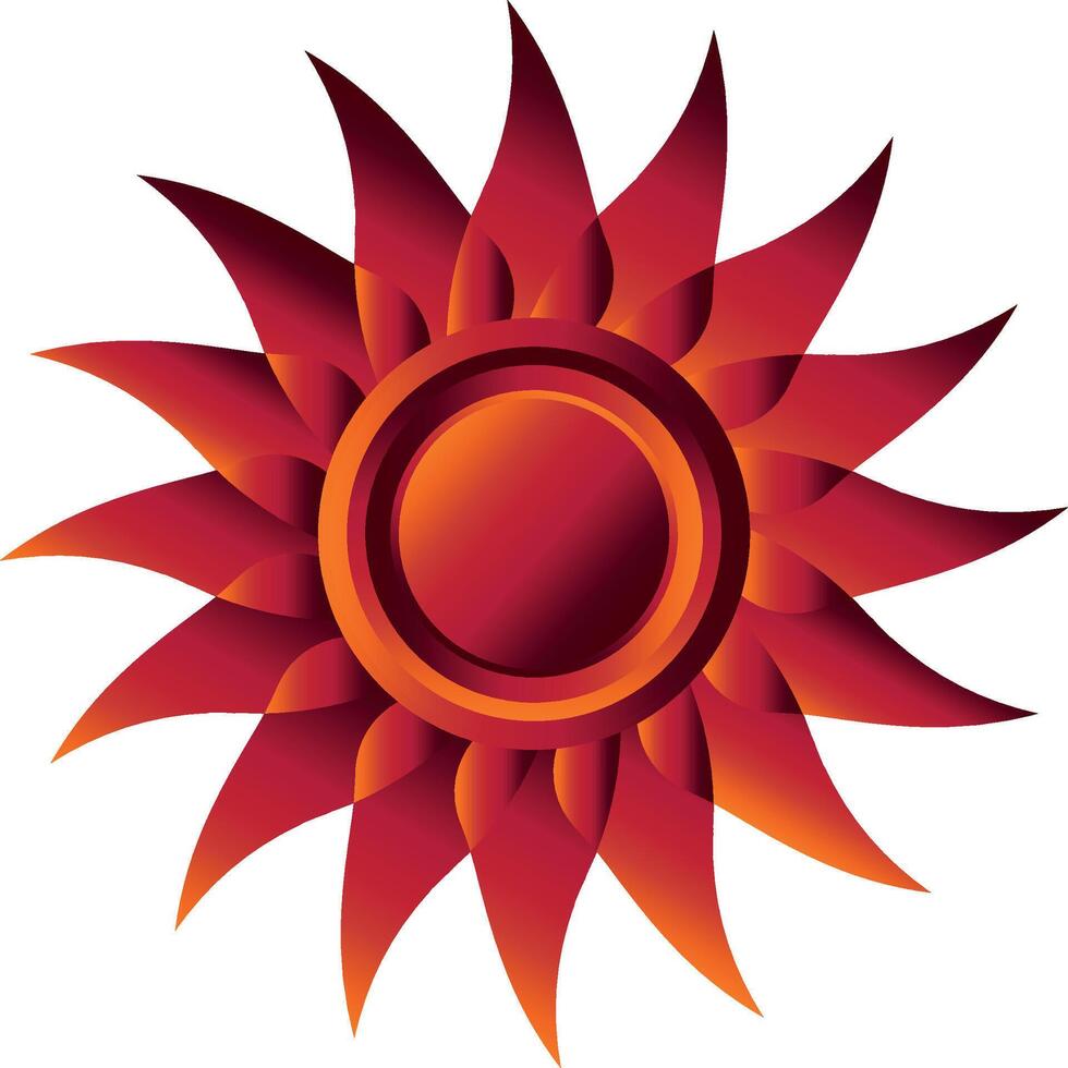 a red sun with a white background vector