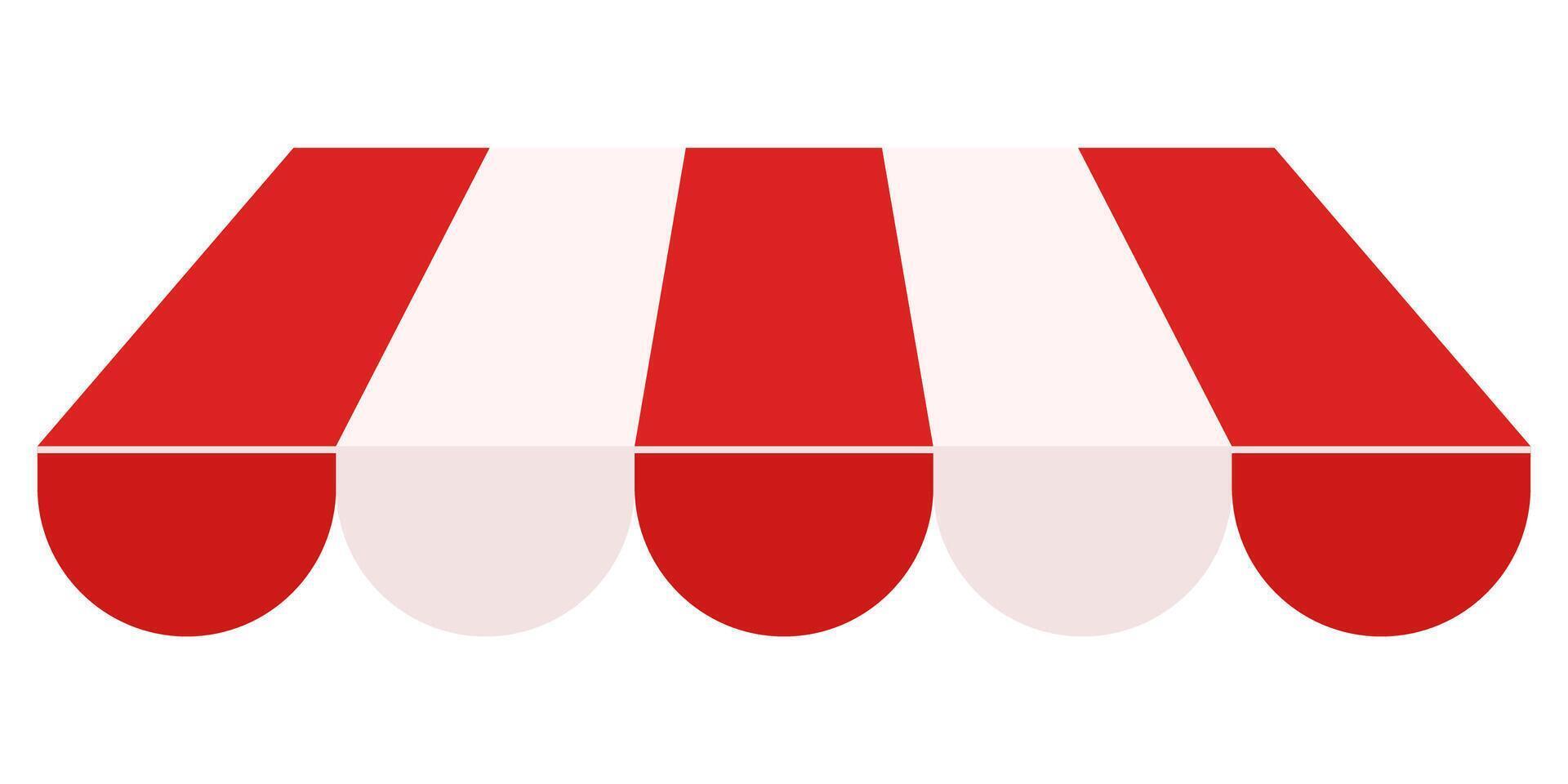 Shop awning tent. Cafe sunshade, store canopy, striped roof with red and white stripes. vector