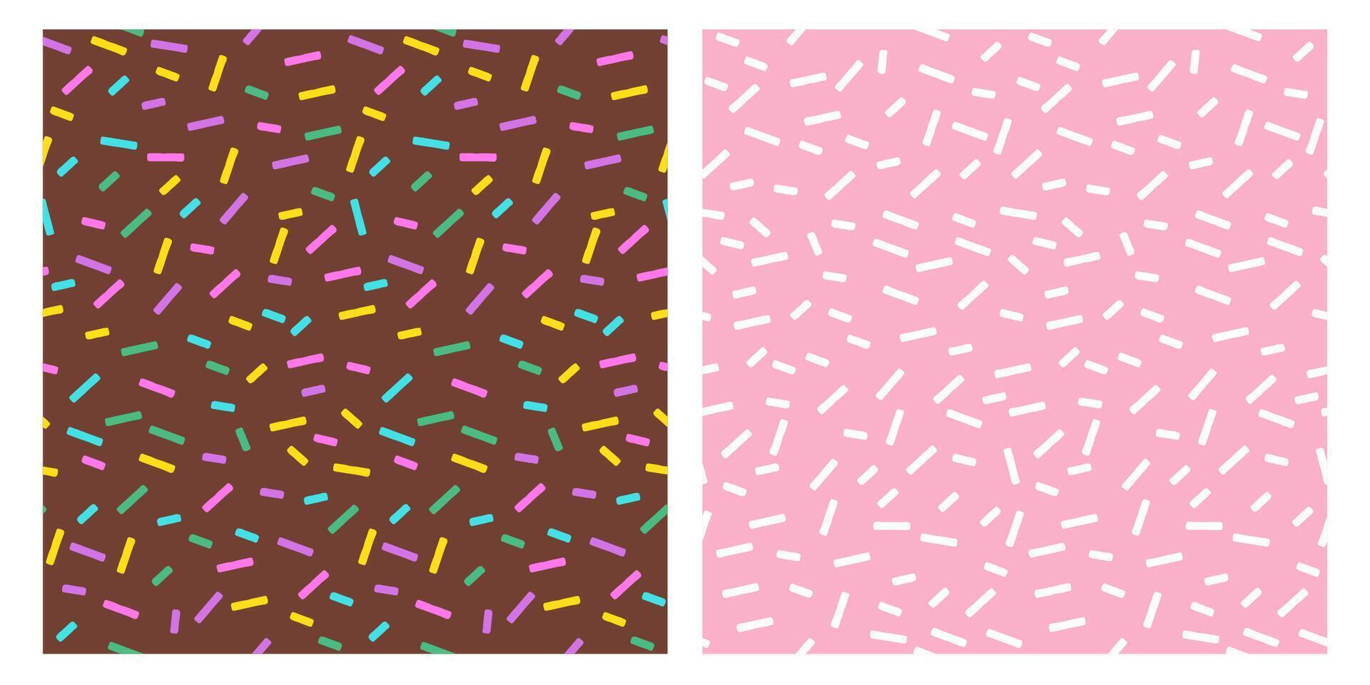 Rainbow Sprinkle Seamless Texture with Donut Candy Glaze and Bright Sugar Vermicelli Elements for Sweet Confection Background and Fun Colorful Dessert Inspired Design and Patterns vector