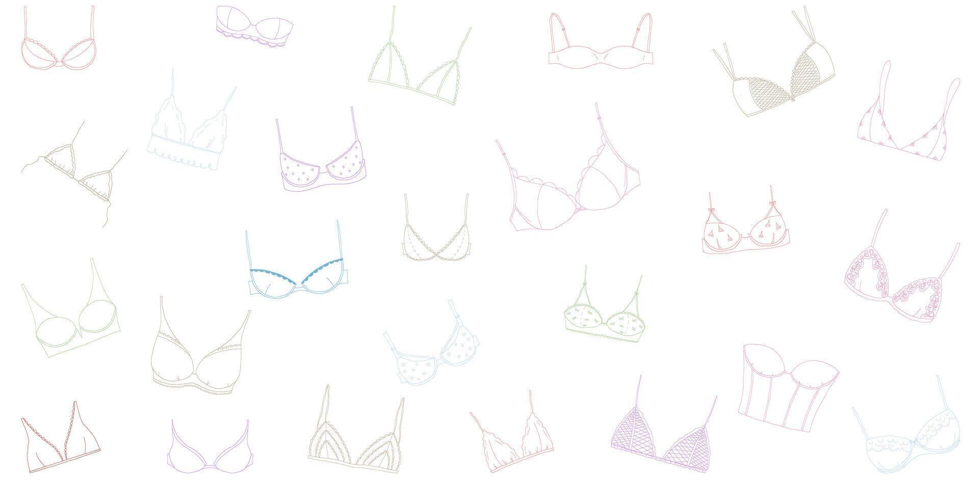 Lace Bra and Underwear Doodle Hand Drawn Female Lingerie Set in Format vector
