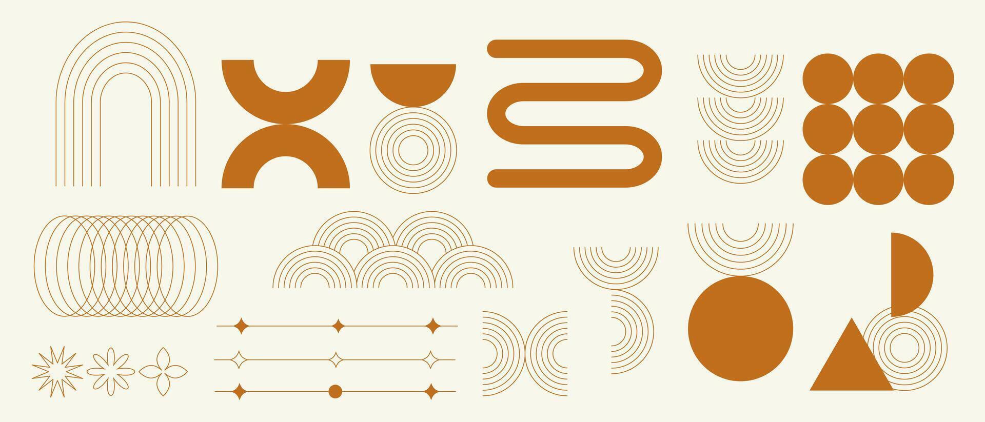Abstract aesthetic line set with geometric elements vector