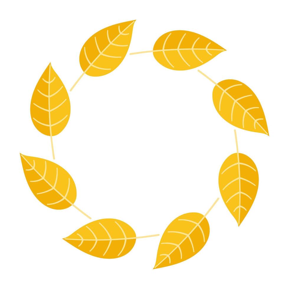 Autumn leaves wreath in warm colors of red, orange, and yellow vector