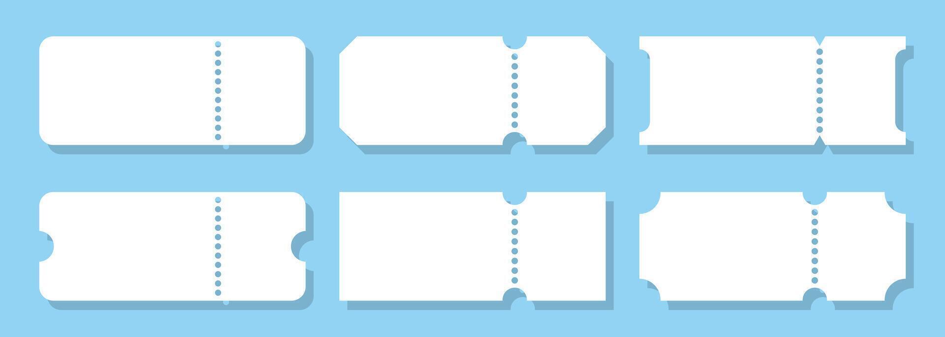 Set of white blank tickets with perforated edges for event designs vector