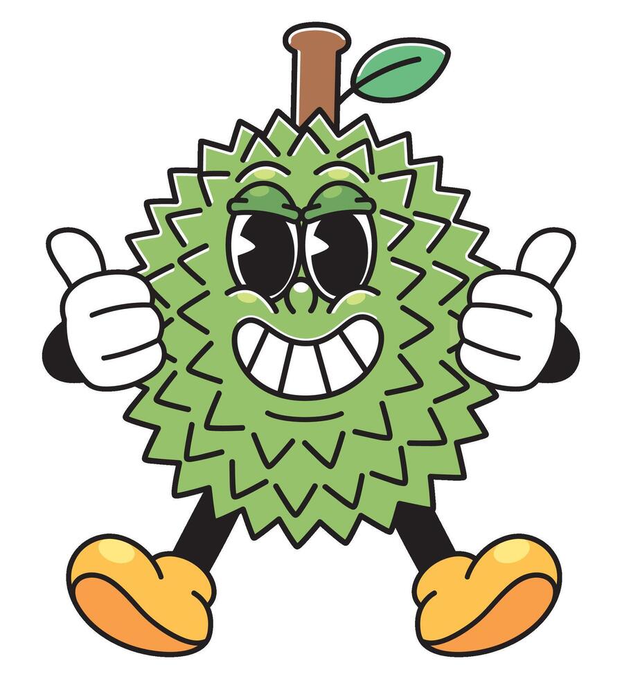 Happy Cartoon Durian Mascot with Double Thumbs Up vector