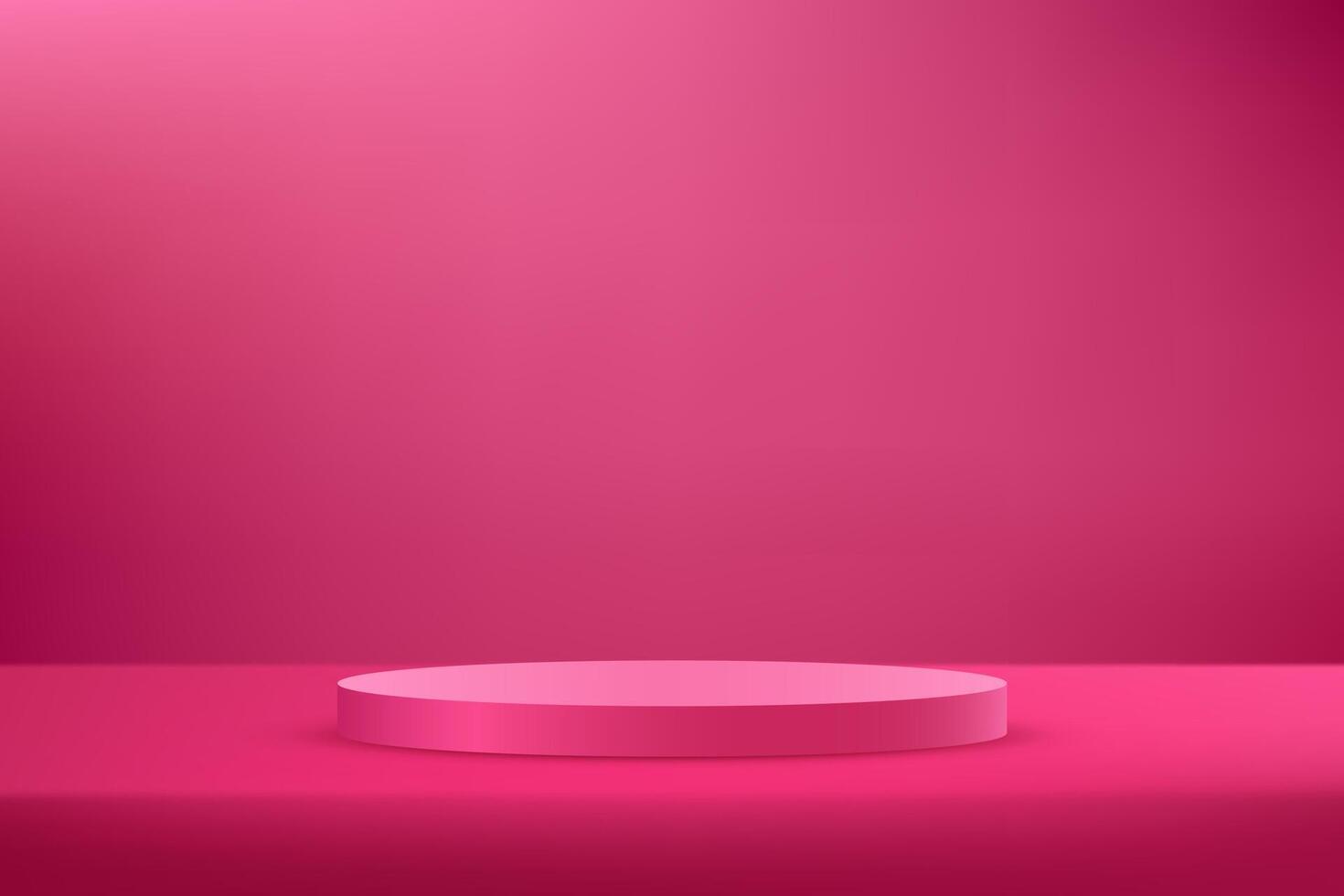 Pink red podium realistic 3d design Luxury minimal wall scene mockup product display. Business backdrop. illustration. vector
