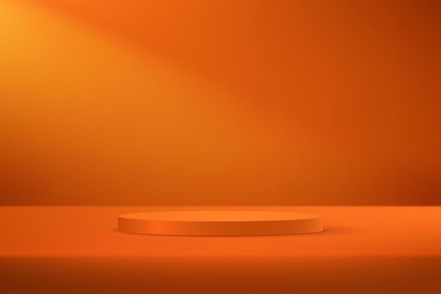 Orange Background Empty Room Studio with podium Space for selling products on the website. illustration. vector