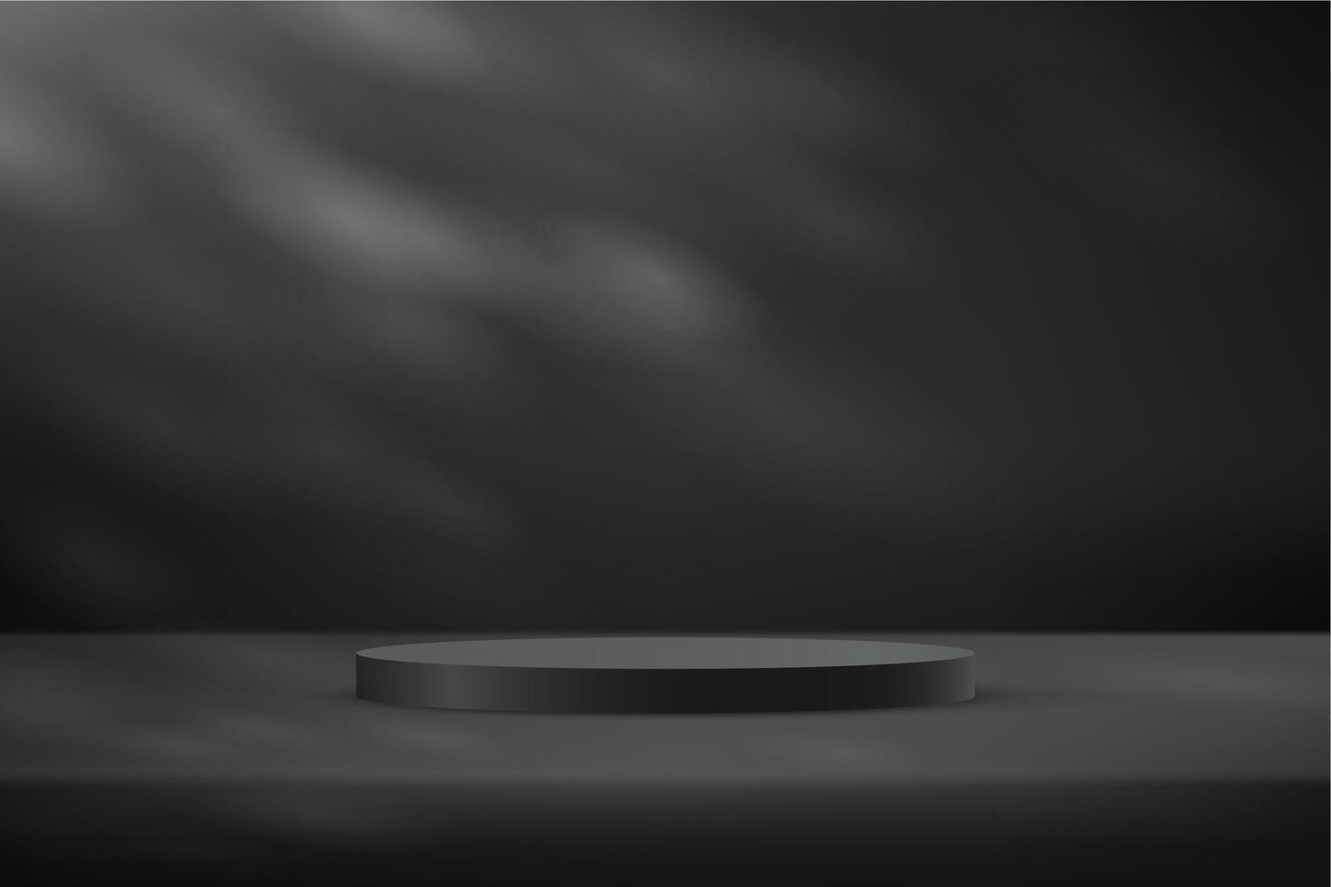 Empty Black studio room background with shadow leaves space for selling products, backdrop, wallpaper, background, text. illustration. vector