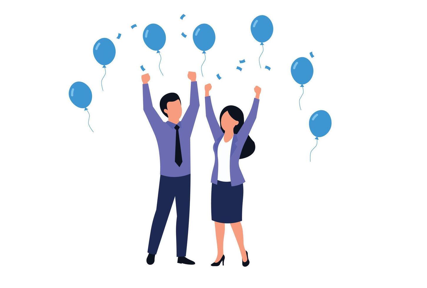 Business People Celebrating Success with Balloons Illustration. vector