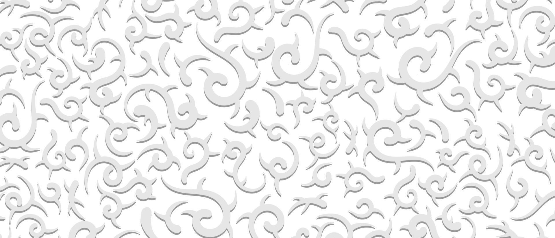 white pattern of white curls on a white background. vector