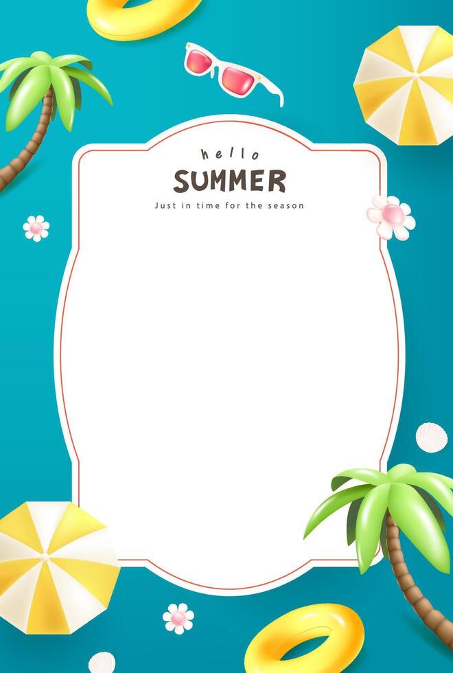 Summer theme background with umbrellas and palms vector