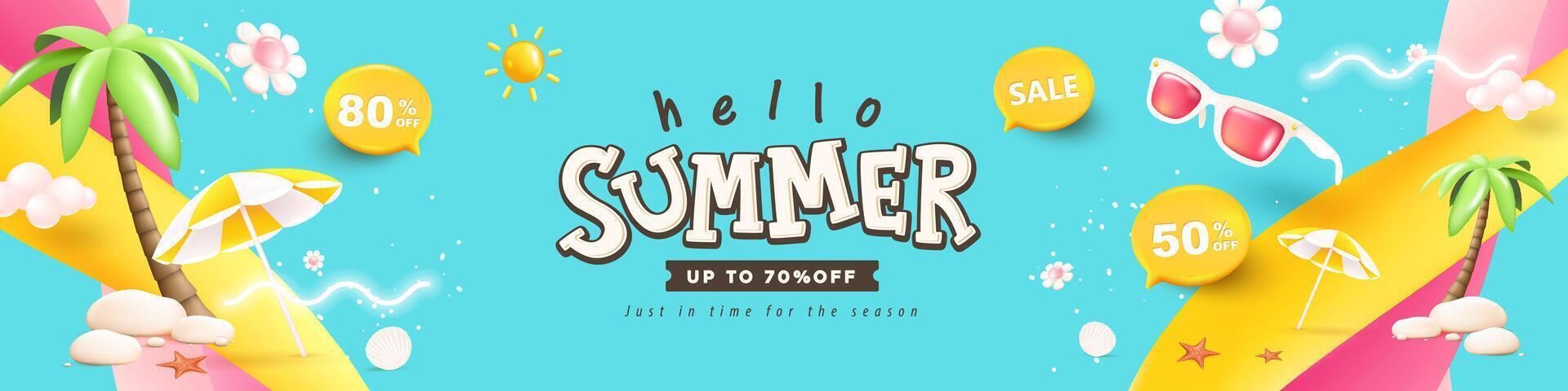 Summer sale banner with discounts vector