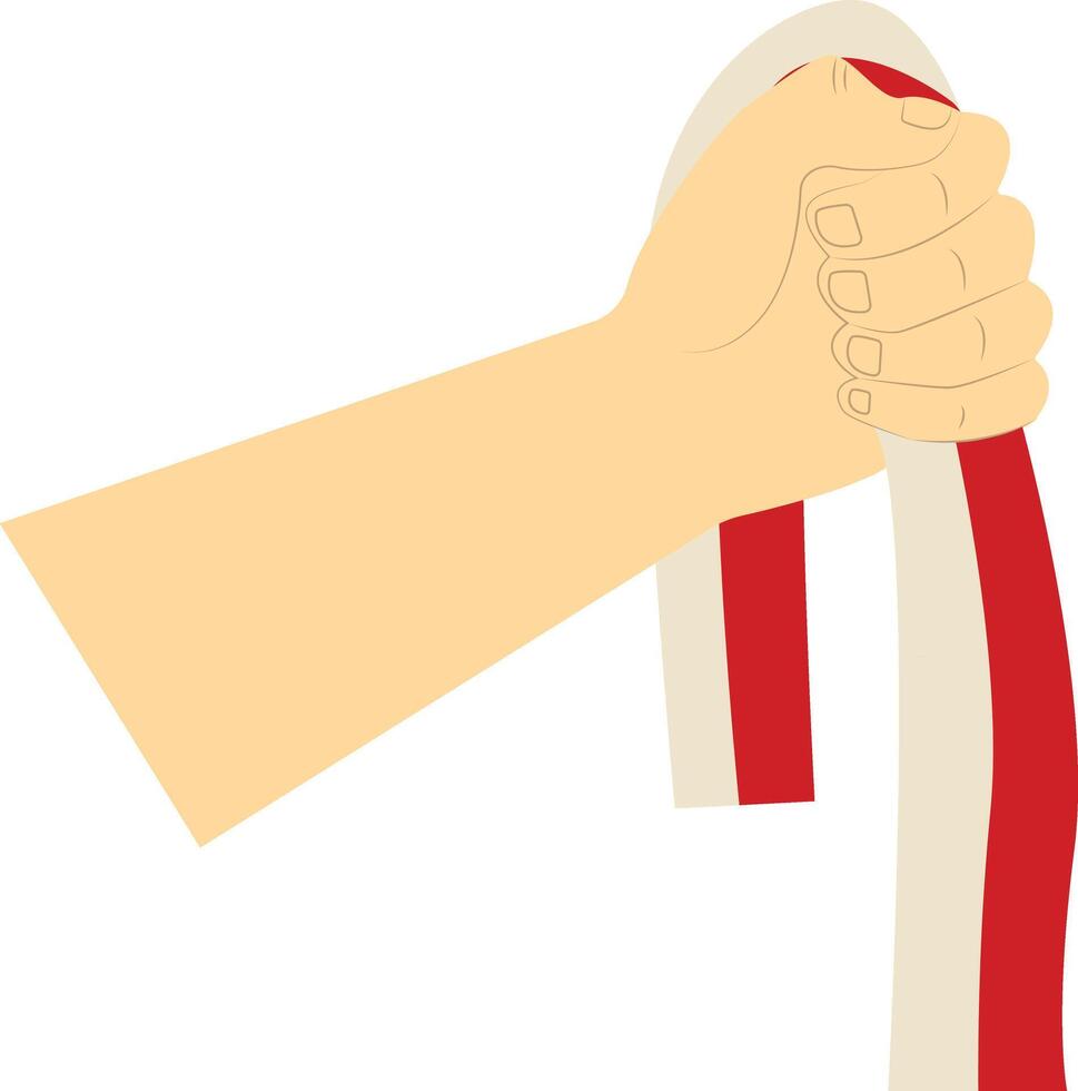 Hand Carrying Indonesian Flag with Cartoon Concept vector