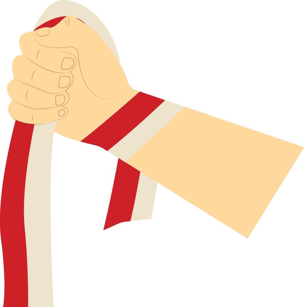 Hand Carrying Indonesian Flag in Cartoon Style. vector