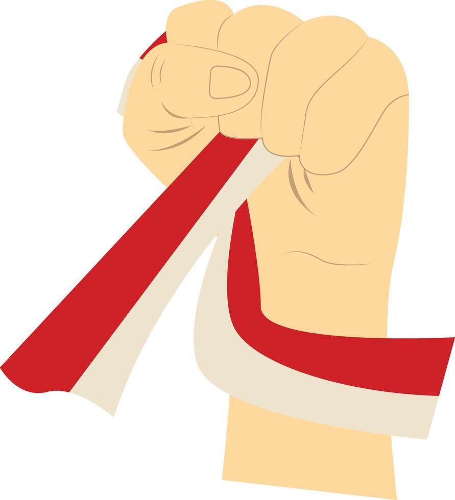 Hand Carrying Indonesian Flag in Flat Design. vector