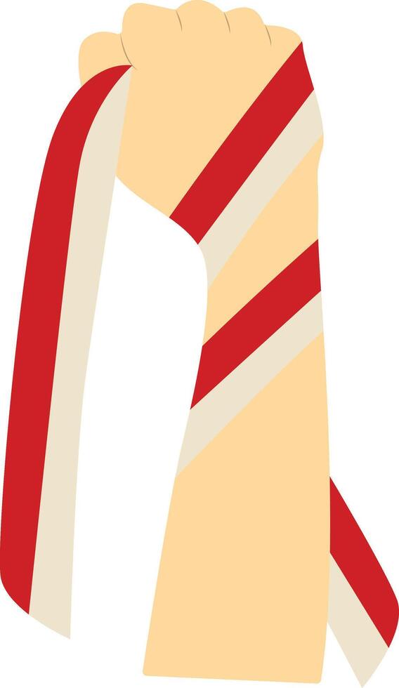 Hand Carrying Indonesian Flag in Cartoon Design. vector