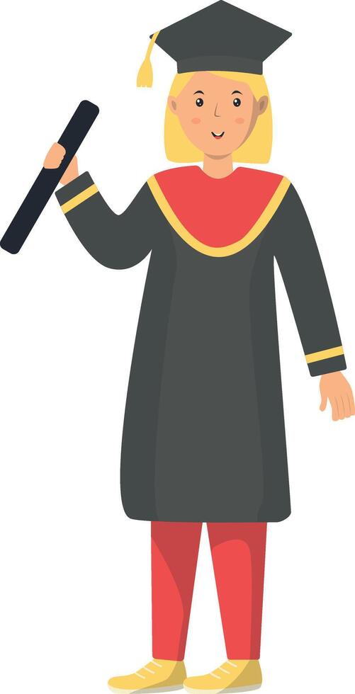 Happy Woman Graduation at University. Isolated on White Background vector