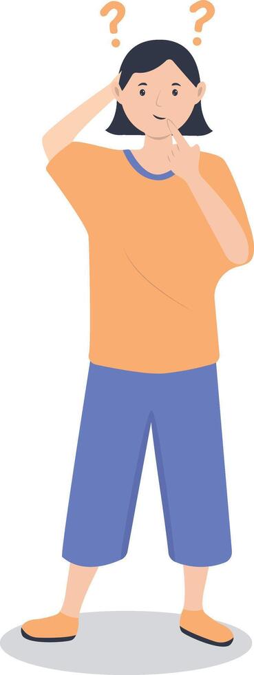 Young Woman Thinking and Asking Question. vector