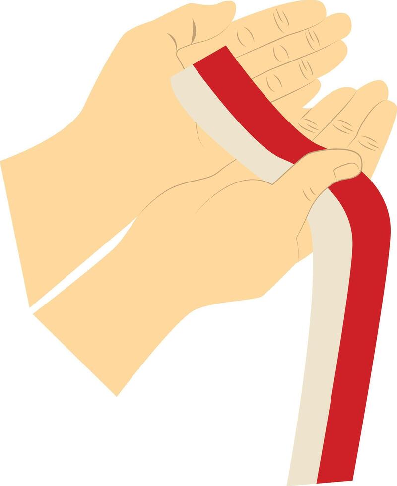 Hand Carrying Indonesian Flag. vector