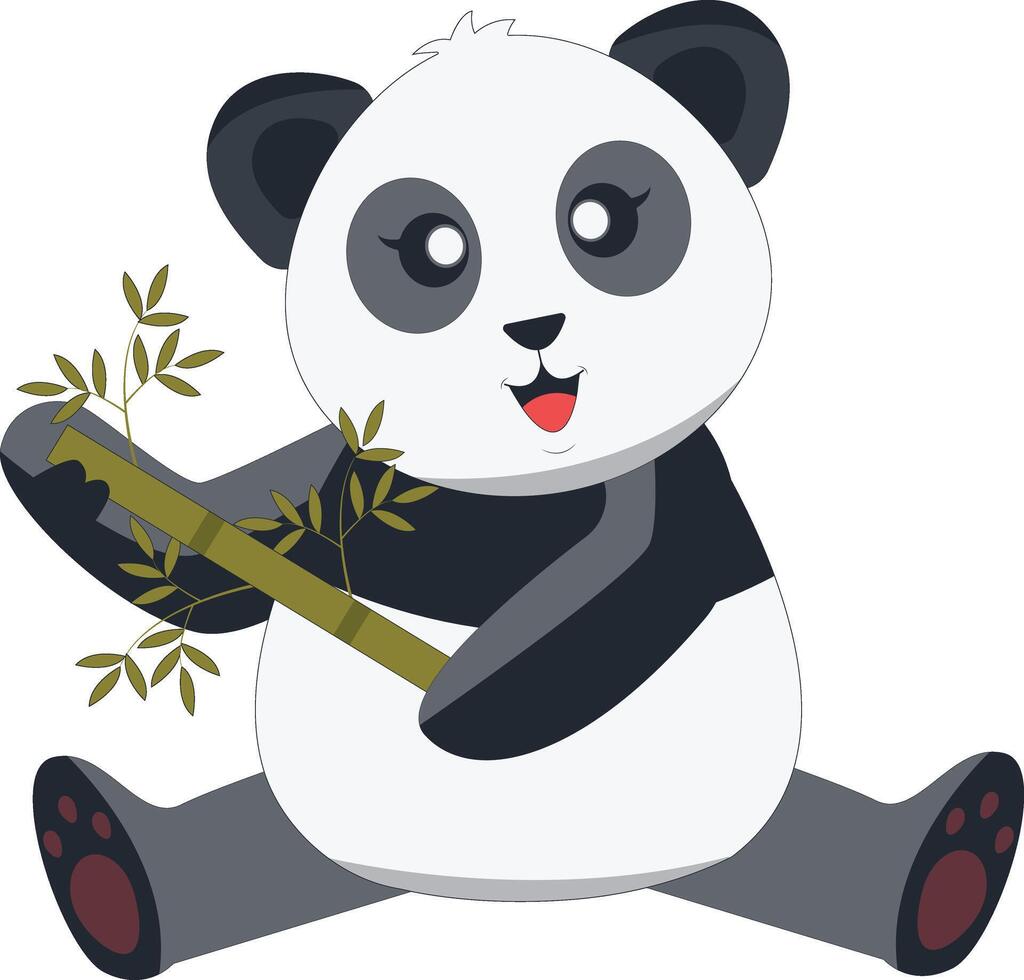 Cute Baby Panda Cartoon Character. Isolated on White Background vector