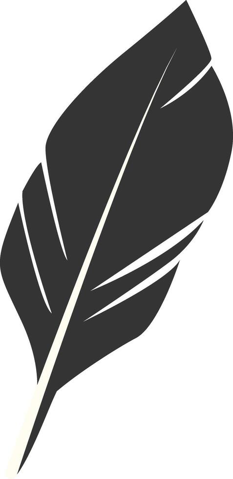 Black Silhouette of Majestic Feather. vector