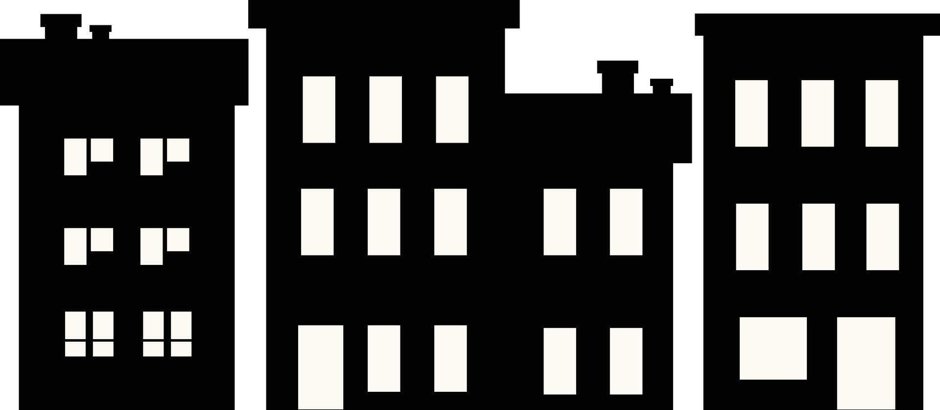 Black Silhouette of Cityscape Skyline. Flat Illustration. vector