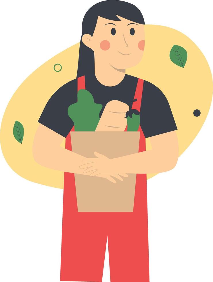 Green Lifestyle Person Character in Flat Design vector