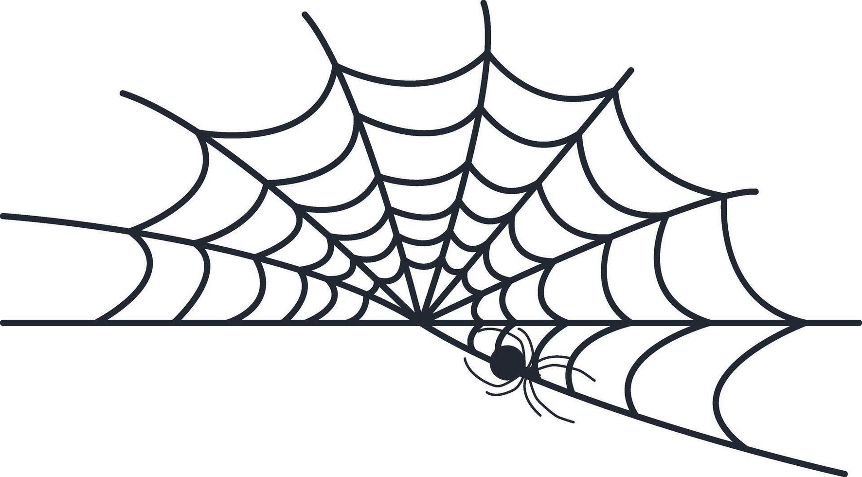 Hand Drawn Halloween Spider Web Isolated on White Background vector