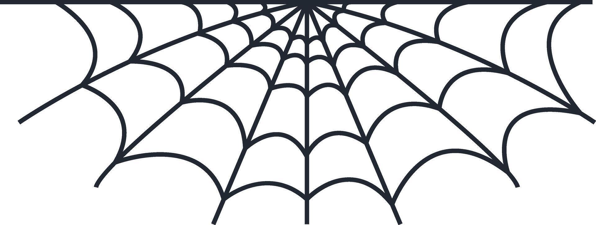 Hand Drawn Halloween Spider Web in Simple Design. Isolated on White Background vector
